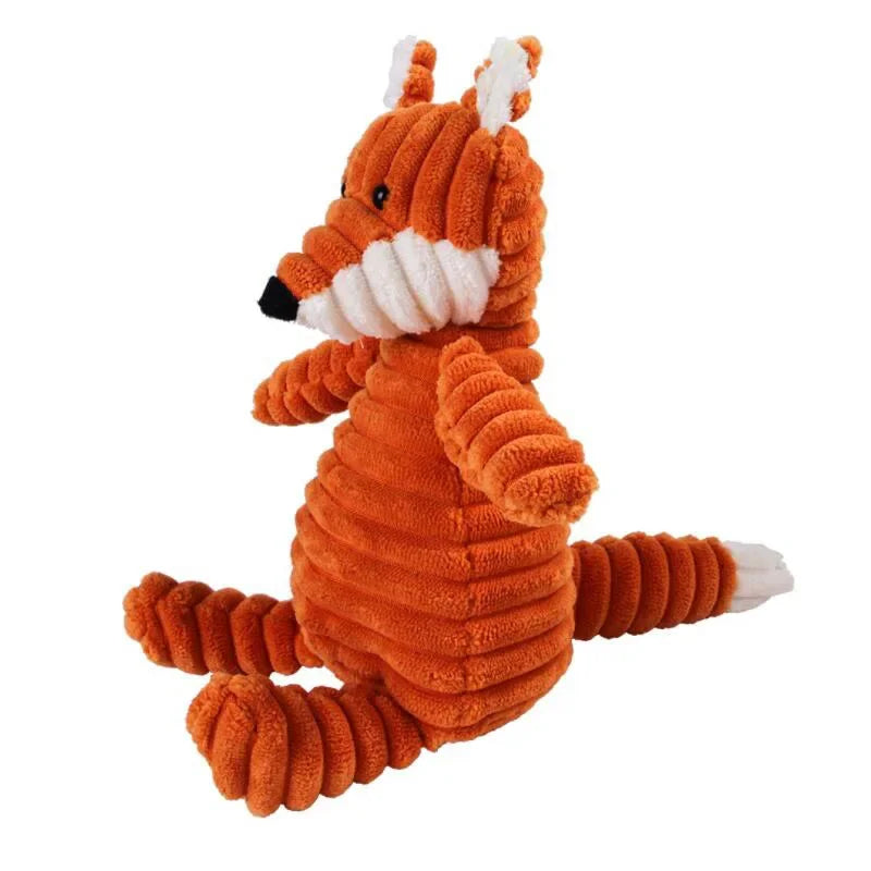 🐾 Bissfestes Plüschspielzeug – Tierfiguren mit Quietscher für kleine & mittelgroße Hunde