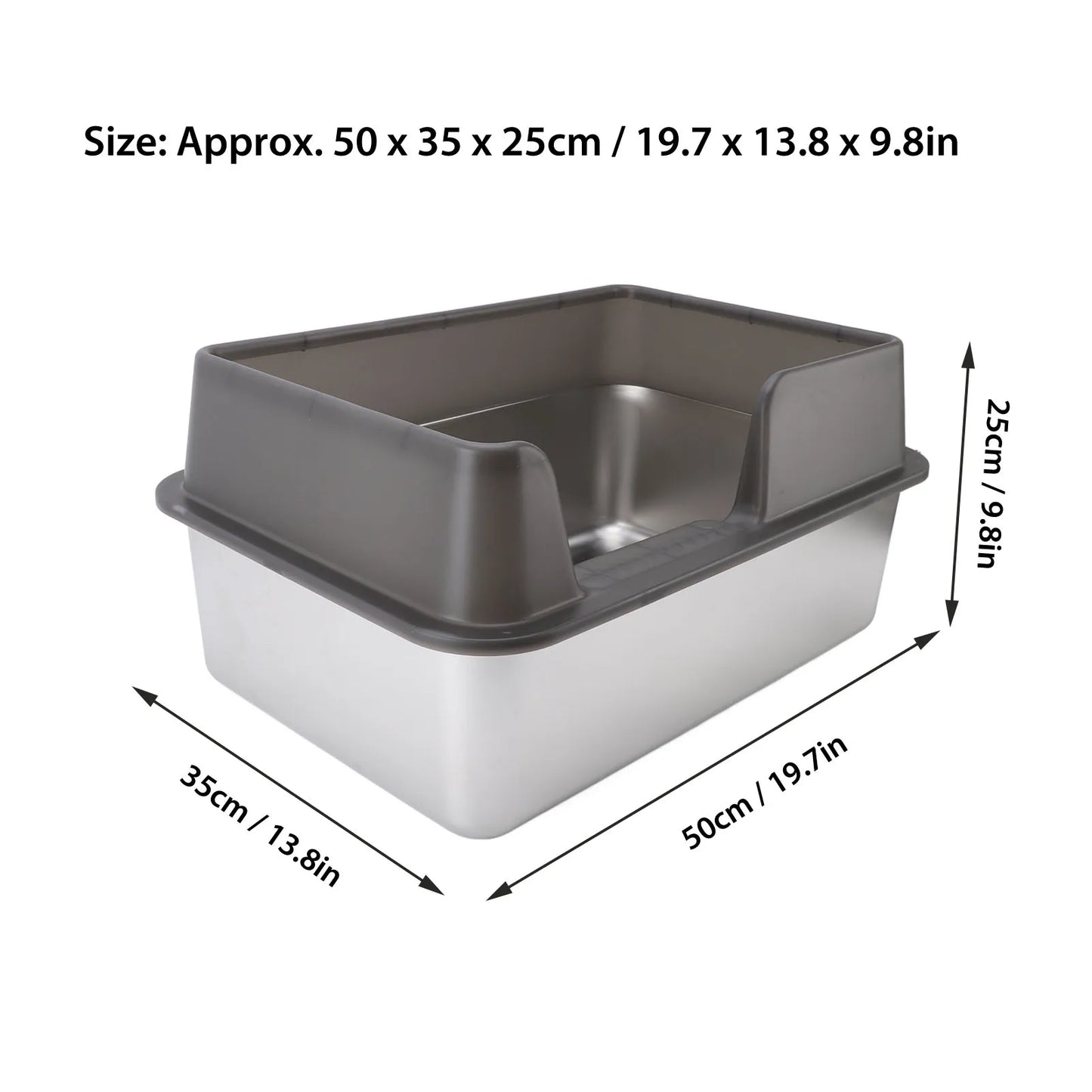 🚽 Edelstahl-Katzentoilette – Hoch & hygienisch mit Spritzschutz