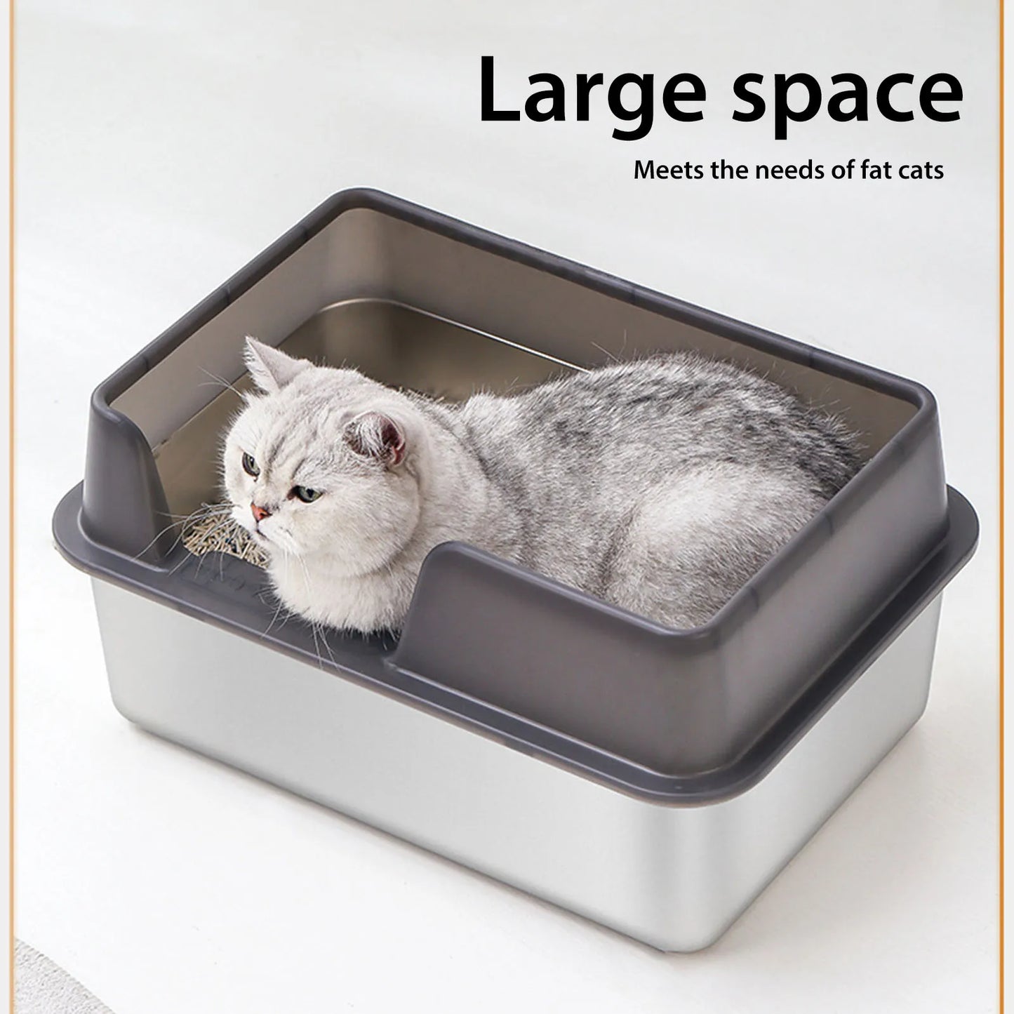 🚽 Edelstahl-Katzentoilette – Hoch & hygienisch mit Spritzschutz